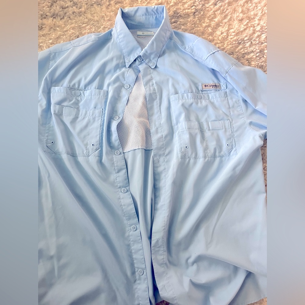 Blue Columbia PFG shirt with mesh lining